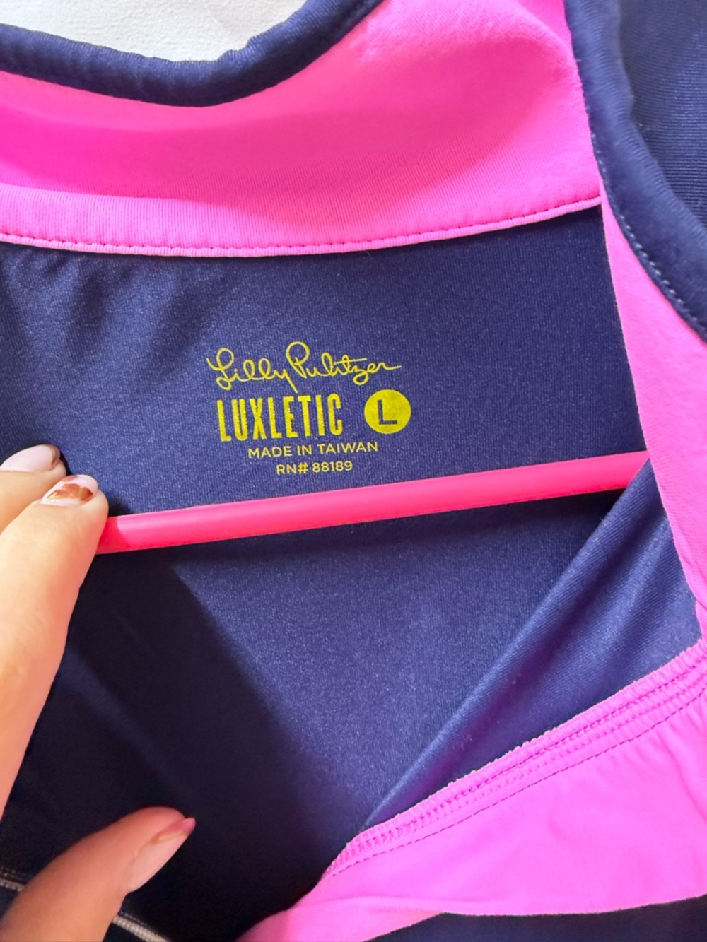 Lilly Pulitzer Navy & Hot Pink Quarter-Zip luxlethic - Picture 2 of 5
